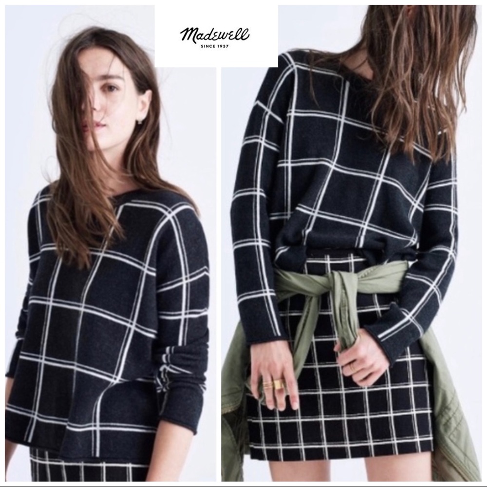 Madewell Double Windowpane Merino Wool Sweater